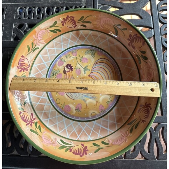 Zrike Danna Cullen Pasta Serving Bowl Chanticleer Rooster Large 13" NWT - Picture 2 of 4